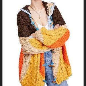 Free people “perfectly patched” knit cardigan sweater